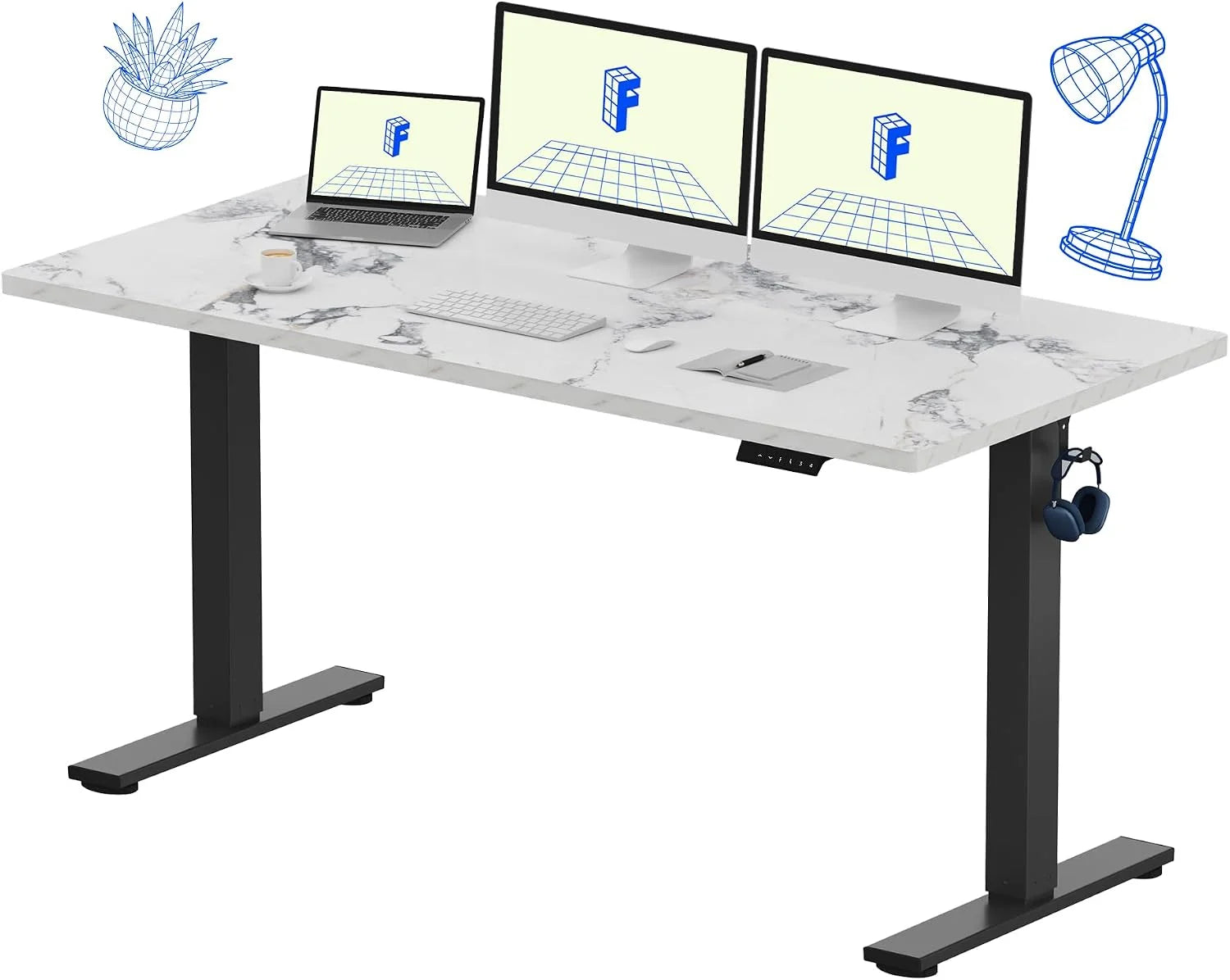 Lumi Discount FLEXISPOT EN1 One-Piece Standing Desk, Electric Adjustable with 4 Memory Presets, 176 LBS Capacity, 48x24 Black - Image 47