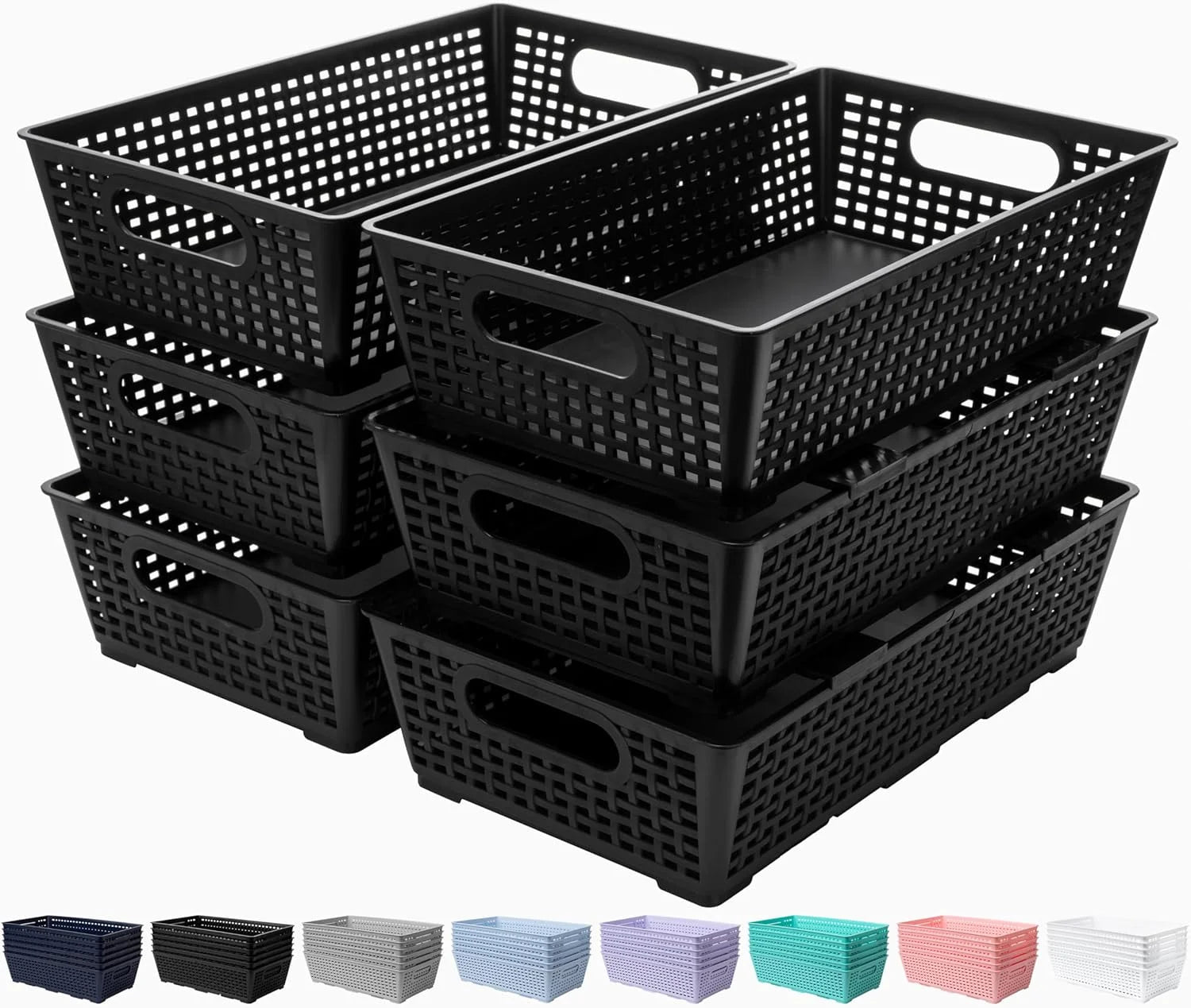 Discount Woven Plastic Basket, Storage Bins for Cabinet, Closet, Shelf - Image 5