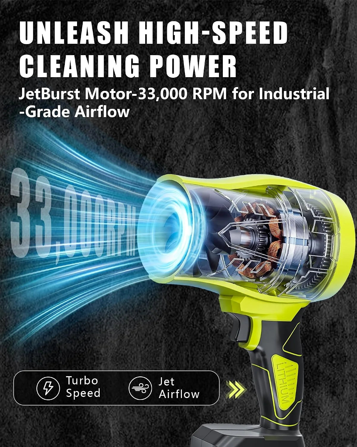 Lumi Discount Cordless Leaf Blower: 150 MPH 600 CFM Turbo Jet, Lightweight 1.45 lb Battery Powered Handheld Blower for Yard Leaves - Image 3