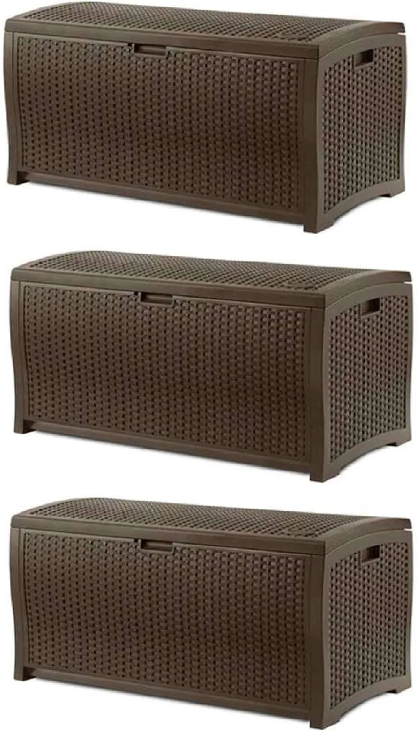 Lumi Discount Suncast Outdoor Storage Box " 73 Gallon Mocha Brown Deck Box for Patio, weather-resistant Outdoor Storage Bench