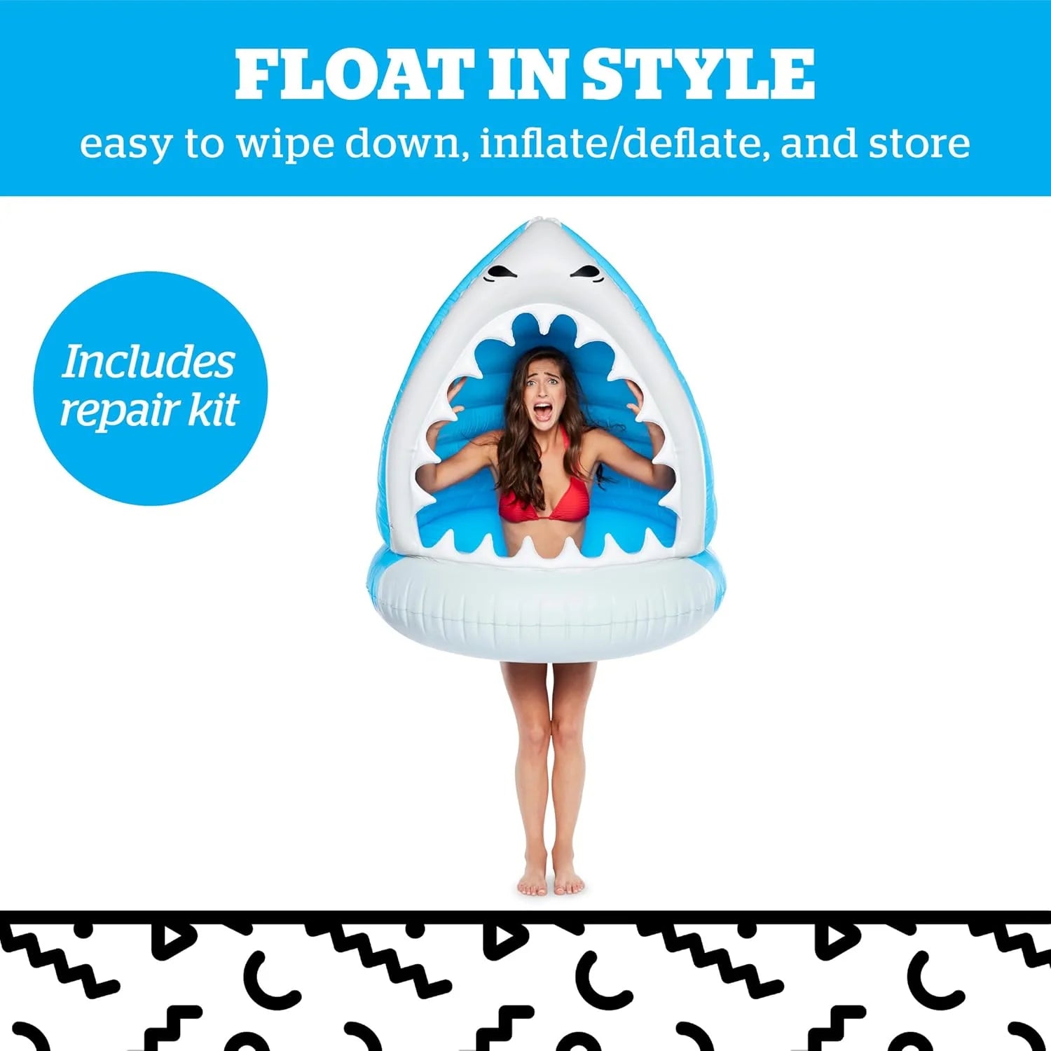 Lumi Discount Shark Inflatable Pool Float, Large Novelty Lounge Raft - Image 4