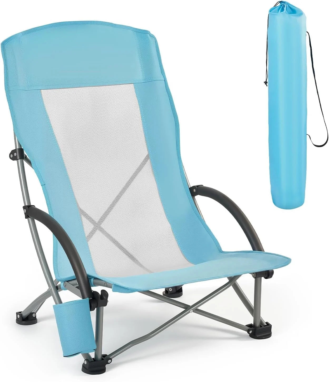 Lumi Discount Folding Beach Chair, High Back Camping Chairs for Adults, Portable Extra Wide Seat Chair 330 lbs Heavy Duty - Image 2
