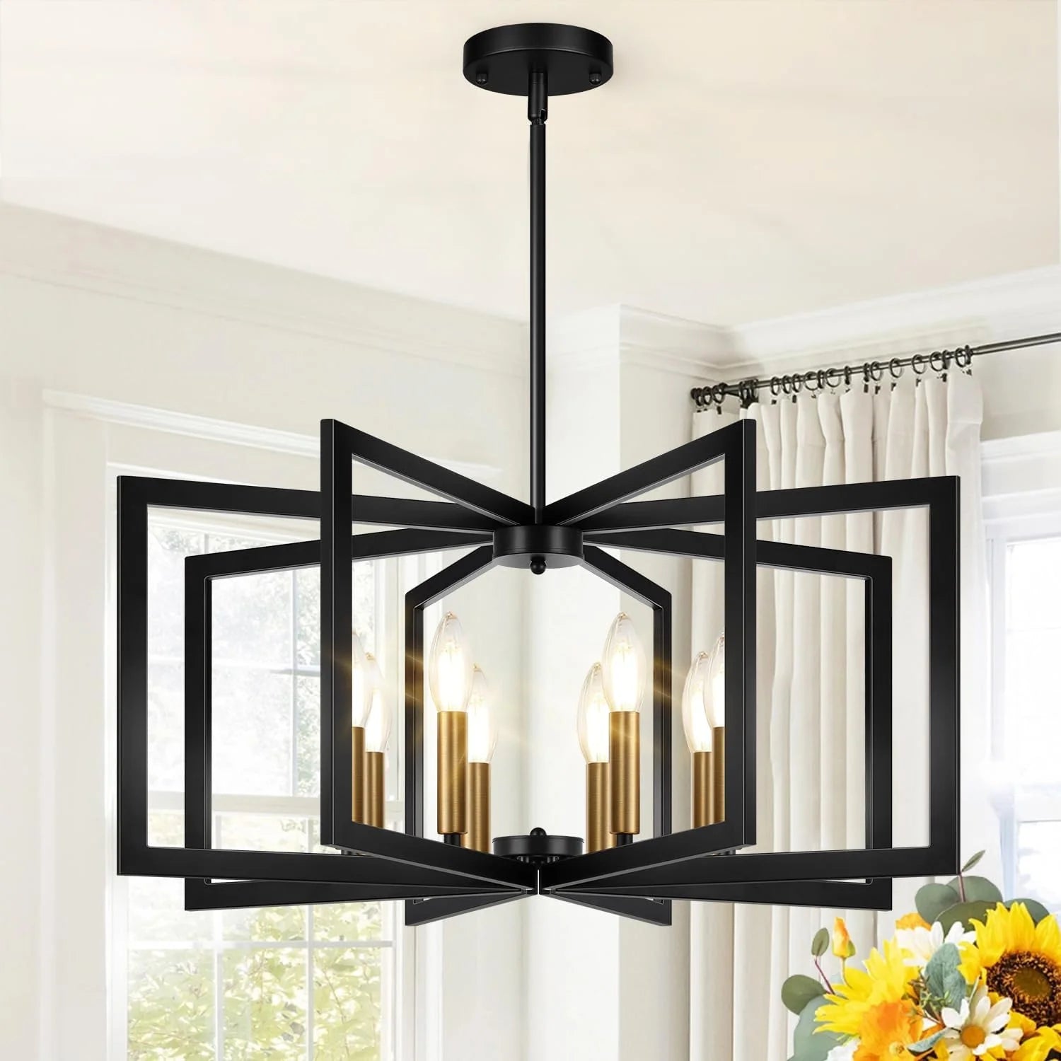 Discount 25-61 Height Adjustable Modern Matte Black Chandelier for Dining Room - Image 10