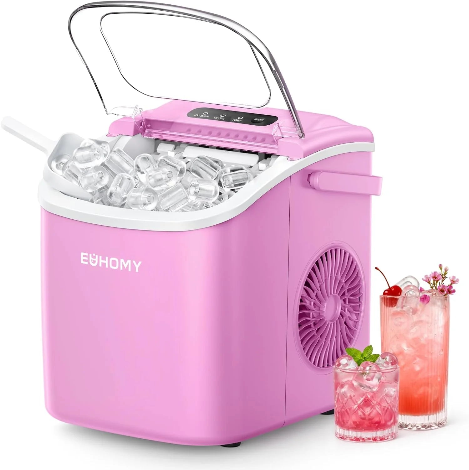 Discount Countertop Ice Maker Machine with Handle, 26lbs in 24Hrs, 9 Ice Cubes Ready in 6 Mins, Auto-Cleaning Portable Ice - Image 9