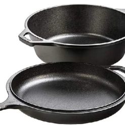 Lumi Discount Cast Iron Combo Cooker, PFAS-Free 2-in-1 3.2 Quart Deep Pot and 10.25 Inch Skillet Set