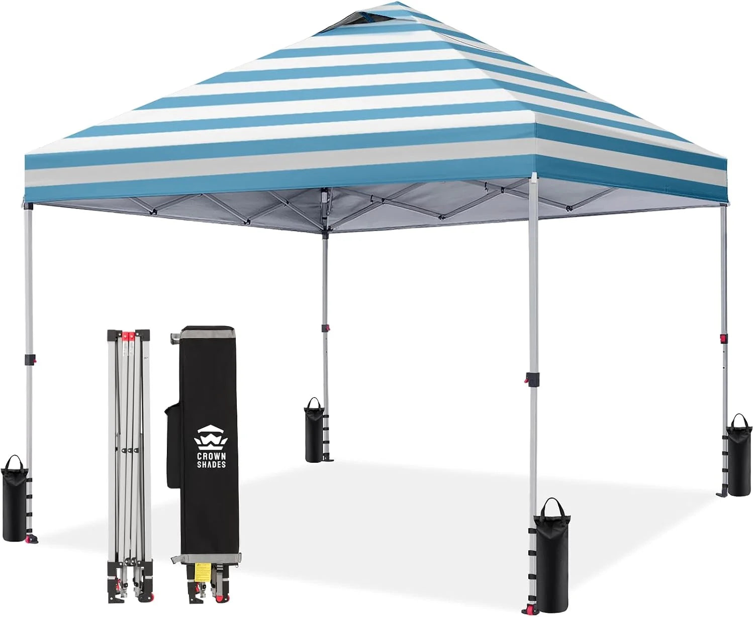 Discount CROWN SHADES 10×10 Pop Up Canopy, Patented CenterLok One Push Tent Canopy, 8 Stakes, 4 Ropes (10×10 - Image 29