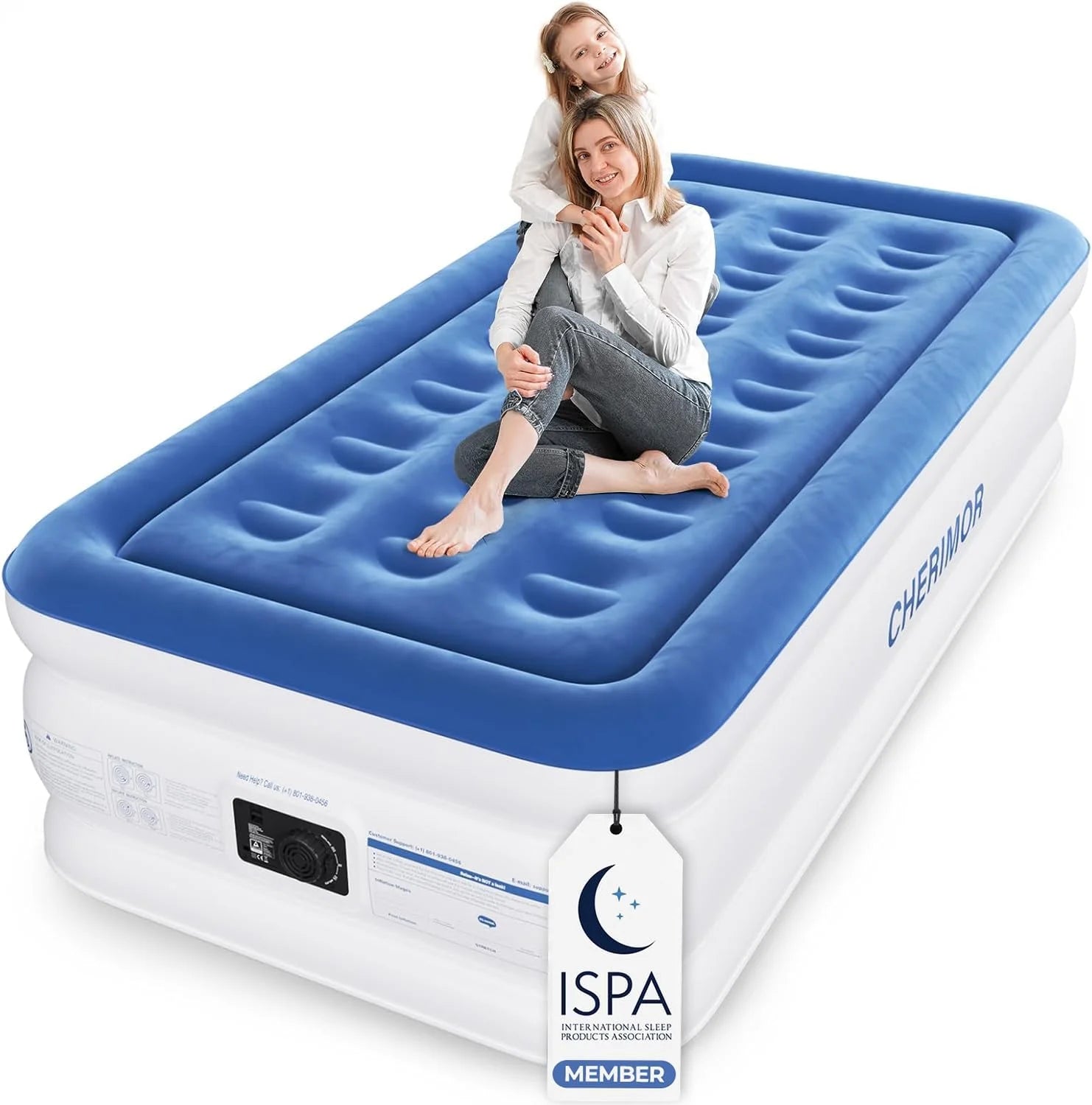 Lumi Discount CHERIMOR Queen Air Mattress with Built-in Pump, 18 Raised Comfort, 48Hr Leak-Proof Test, Supports 800 lbs
