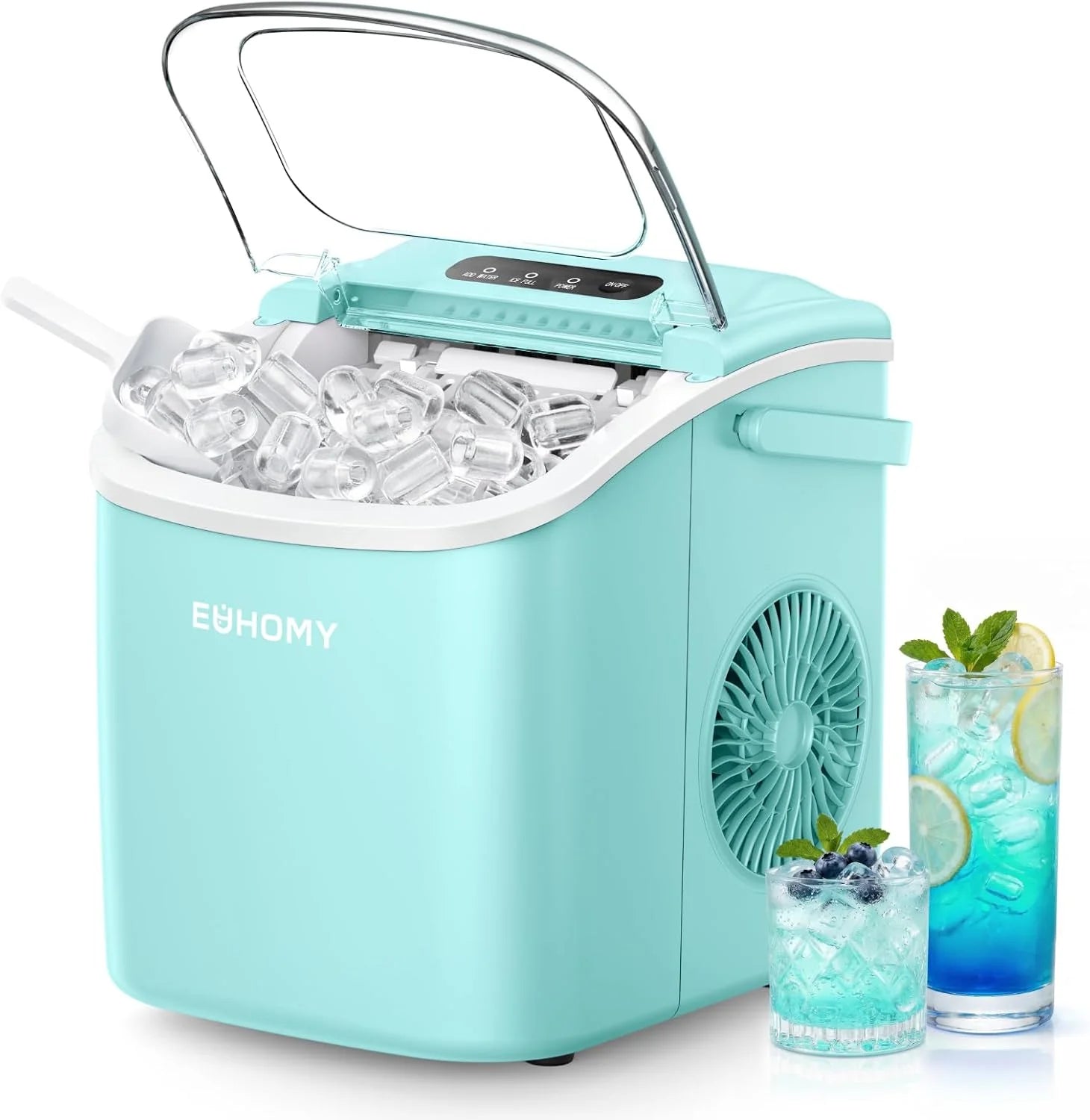 Discount Countertop Ice Maker Machine with Handle, 26lbs in 24Hrs, 9 Ice Cubes Ready in 6 Mins, Auto-Cleaning Portable Ice - Image 8