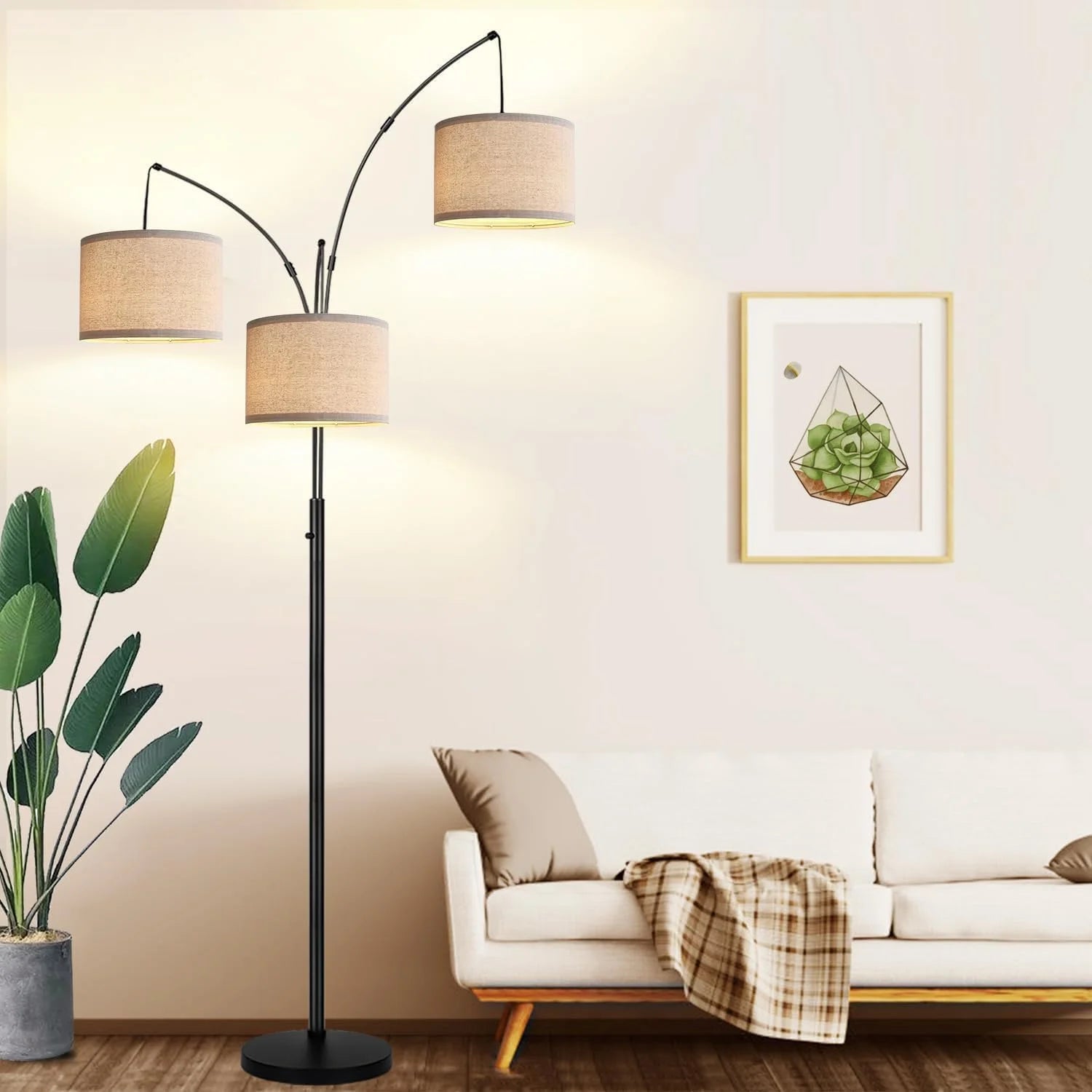 Discount Nintiue 80-in 3-Light Dimmable Arc Floor Lamp, 3000LM - Image 5