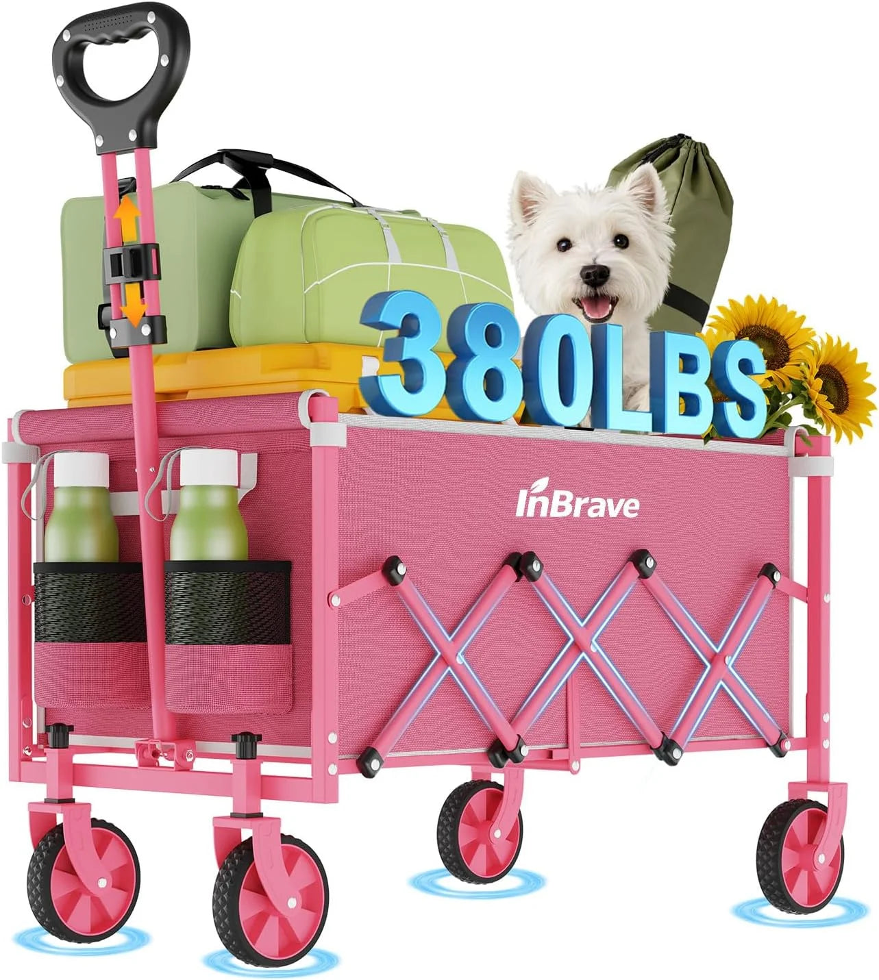 Lumi Discount Collapsible Wagon Cart with All-Terrain Wheels, 380LBS Capacity - Image 3