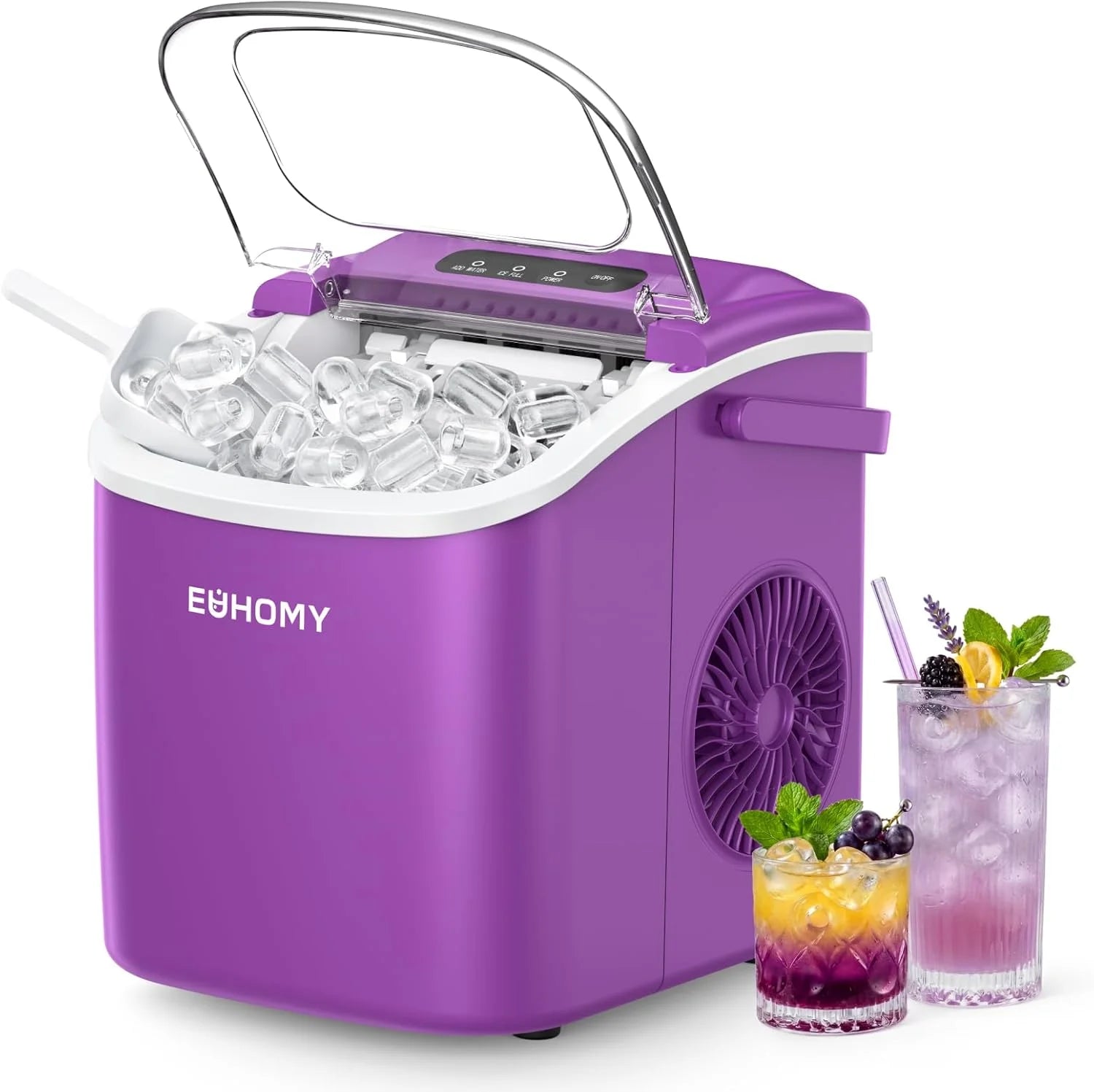 Discount Countertop Ice Maker Machine with Handle, 26lbs in 24Hrs, 9 Ice Cubes Ready in 6 Mins, Auto-Cleaning Portable Ice - Image 5