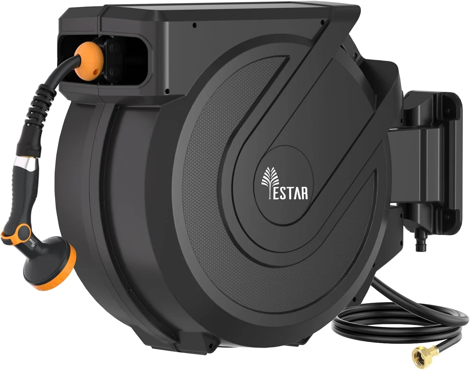 Discount Retractable Garden Hose Reel 5/8 in x100 ft, Heavy Duty Wall Mounted Hose Reel with 10- Function Sprayer Nozzle - Image 2