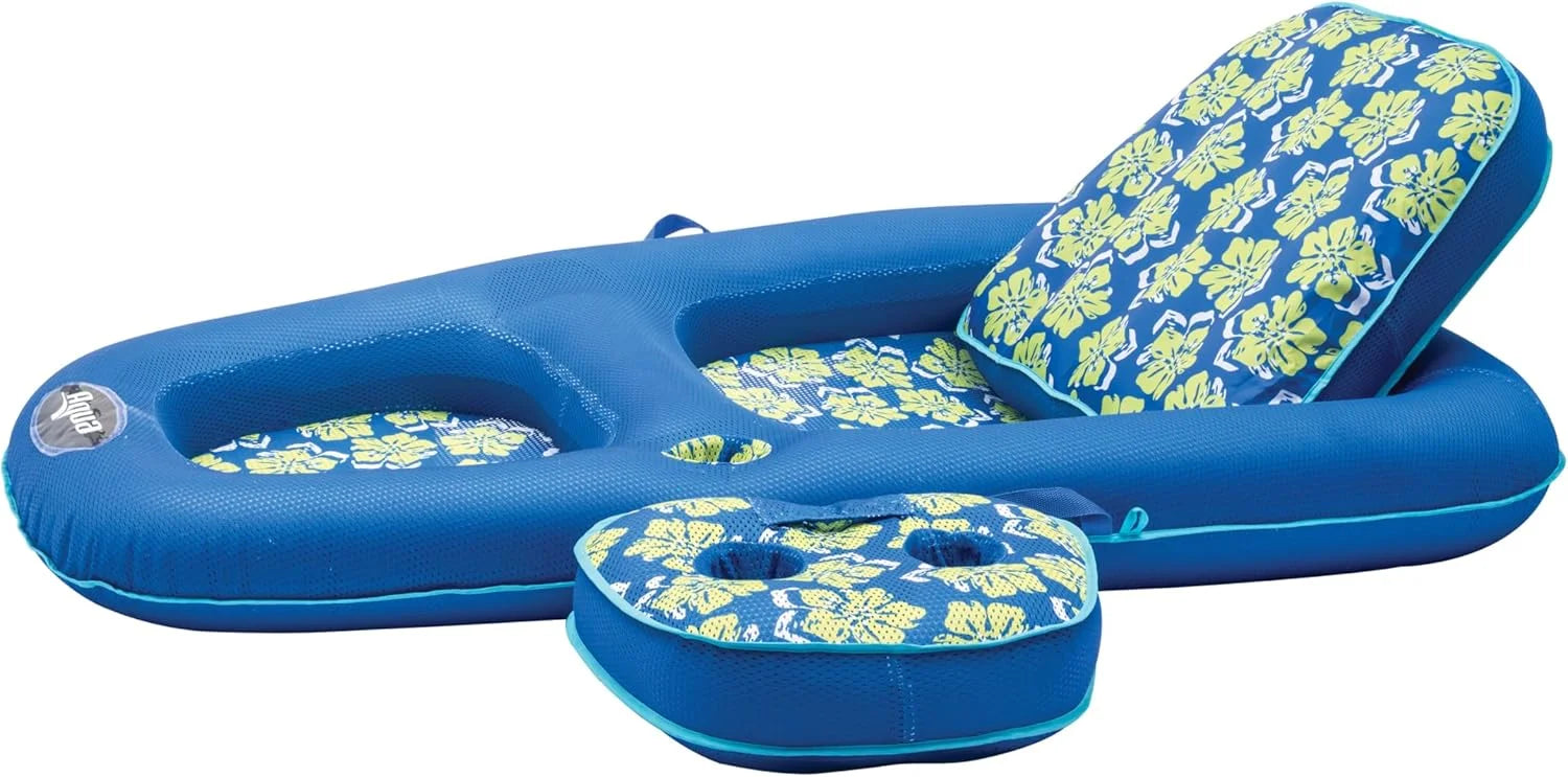 Lumi Discount Campania Ultimate 2-in-1 Pool Float Lounge, Extra Large, Inflatable Pool Floats for Adults with Adjustable Backrest