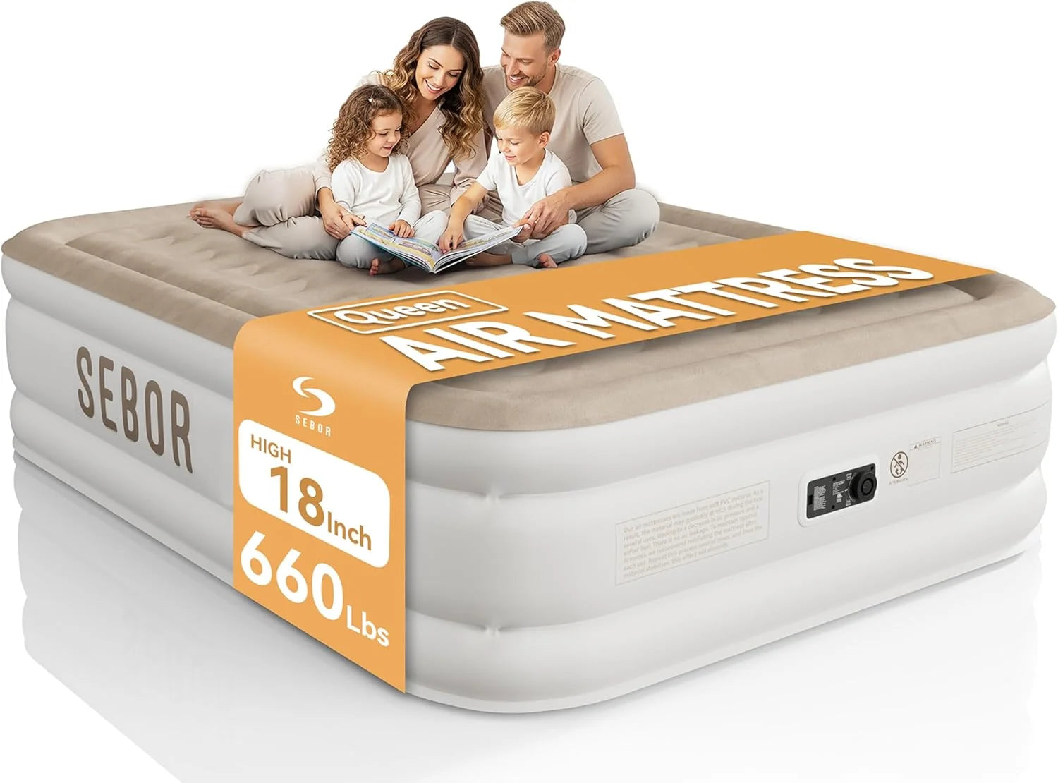 Discount Sebor Air Mattress with Built-in Pump, Comfortable Self-Inflating Air Mattress with High-Speed Pump, 18 Twin XL)