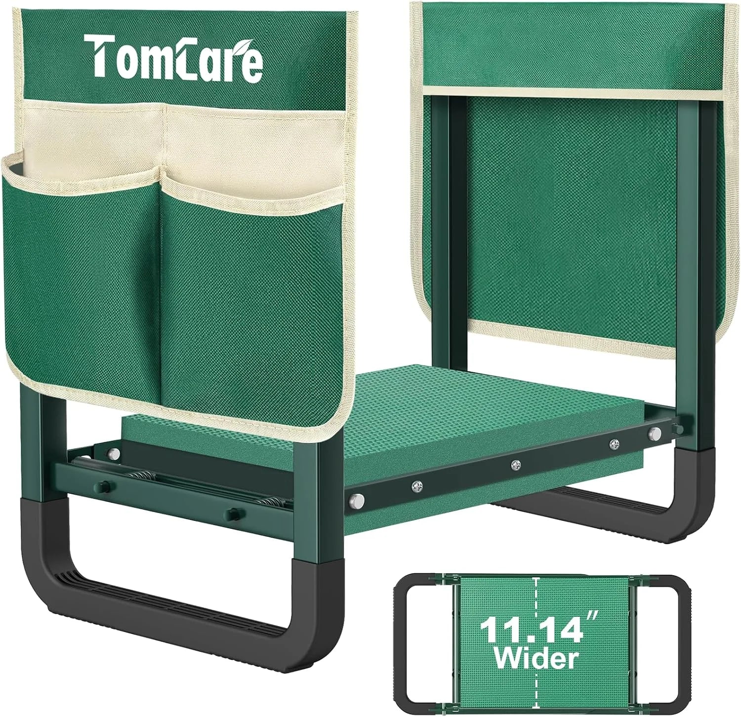 Discount TomCare Garden Kneeler and Seat 11.12" Wider Larger Soft Kneeling Pad Garden Bench with 2 Large Tool Pouches Heavy Duty