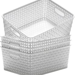 Discount Plastic Storage Baskets for Organizing,11X8.5X4.7,Pack of 4 (Grey)