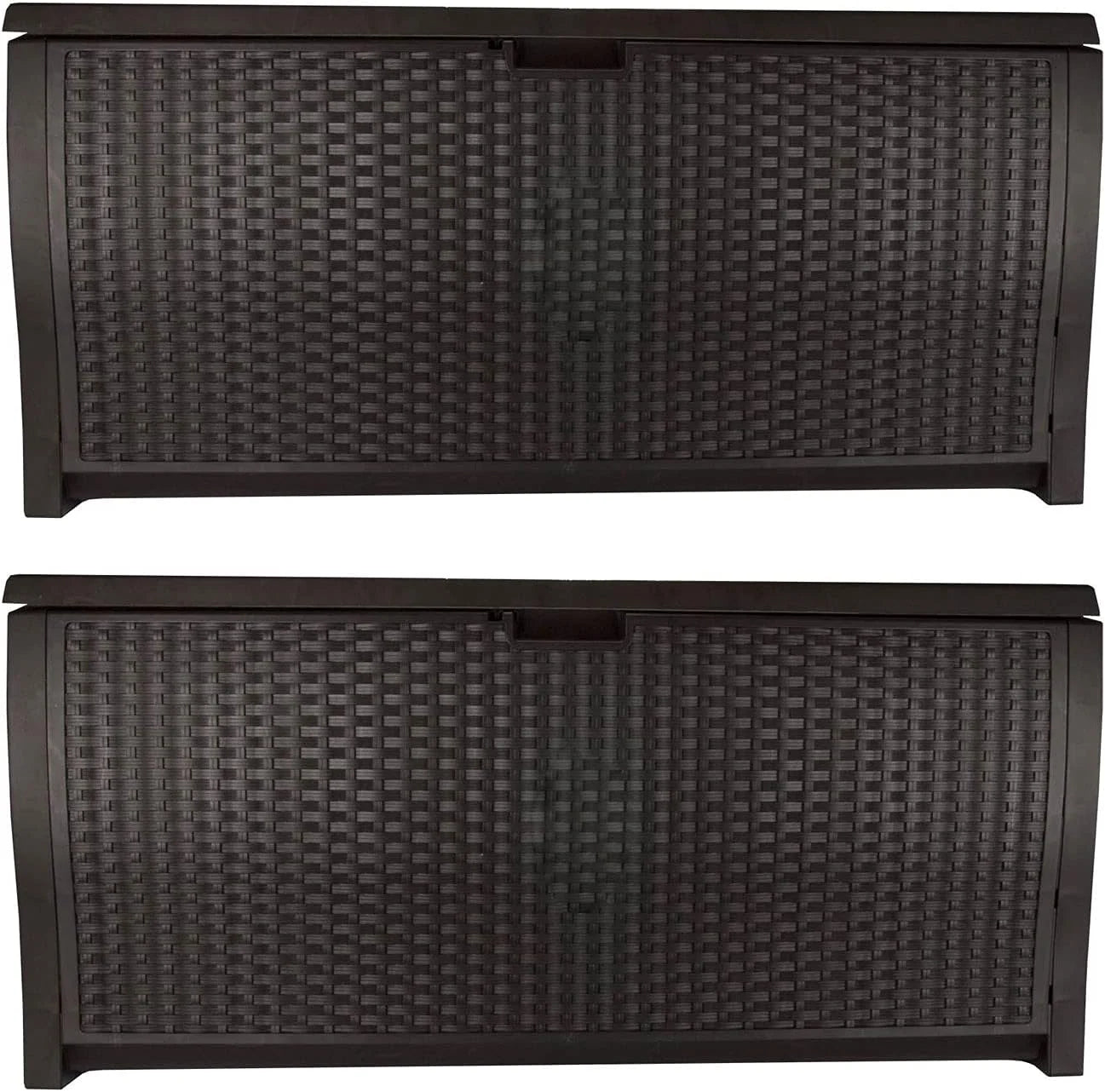 Discount 99 Gallon Wicker Horizontal Outdoor Deck Box with Hinged Lid, Water-Resistant Storage Solution for Patio - Image 3