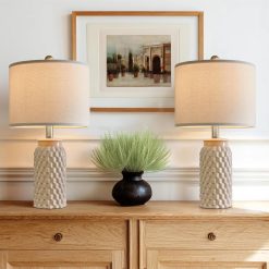 Alternative view of Discount Vortether 20.5 Small Bedside Lamps Set of 2 with 5FT Cord, Green Ceramic Modern Farmhouse Table Lamps for Nightstand