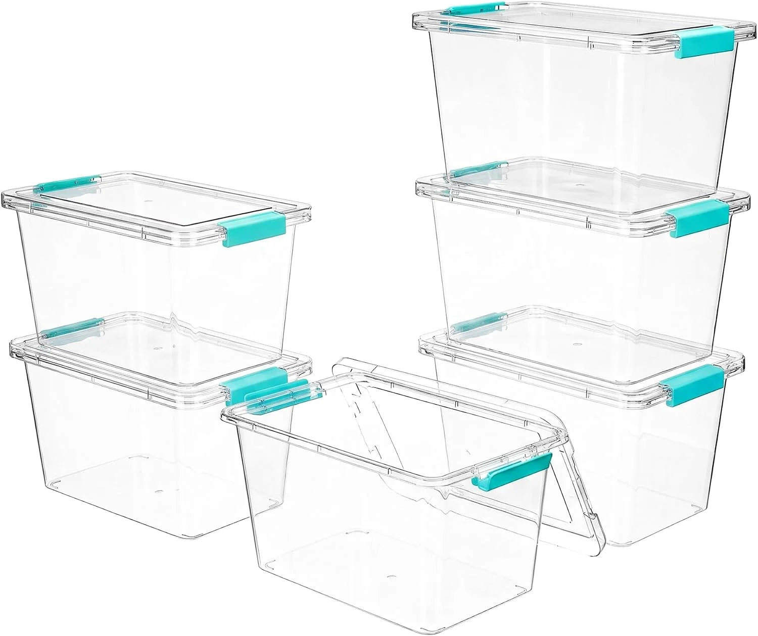 Discount 4 Pack 6 Qt Plastic Storage Bins with Lids, Clear Sensory Bins, Stackable Containers for Organizing School - Image 6