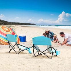 Alternative view of Lumi Discount Low Beach Chair for Adults 2 Pack, Low Profile Folding with Cup Holder & Carry Bag, Heavy Duty Chair for Outdoor