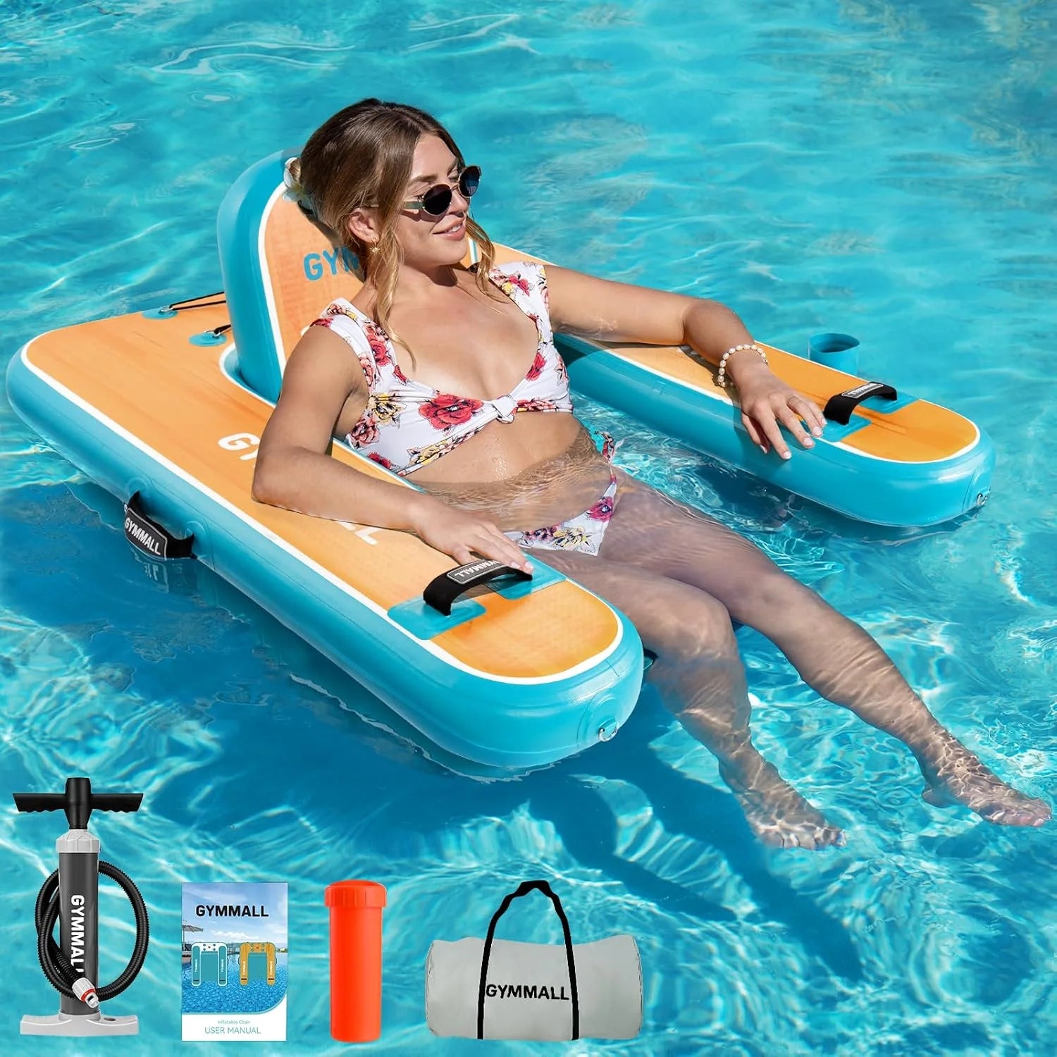 Discount Inflatable Pool Lounger Float, Tanning Pool Chair Float for Adults, 53 L*43 W/ 47 Lx39 W Sunchill Floating Chair Dock - Image 6
