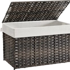 Discount Storage Basket with Lid, 9.2 Gallon (35L), Foldable, Blanket Storage Bin with Handles