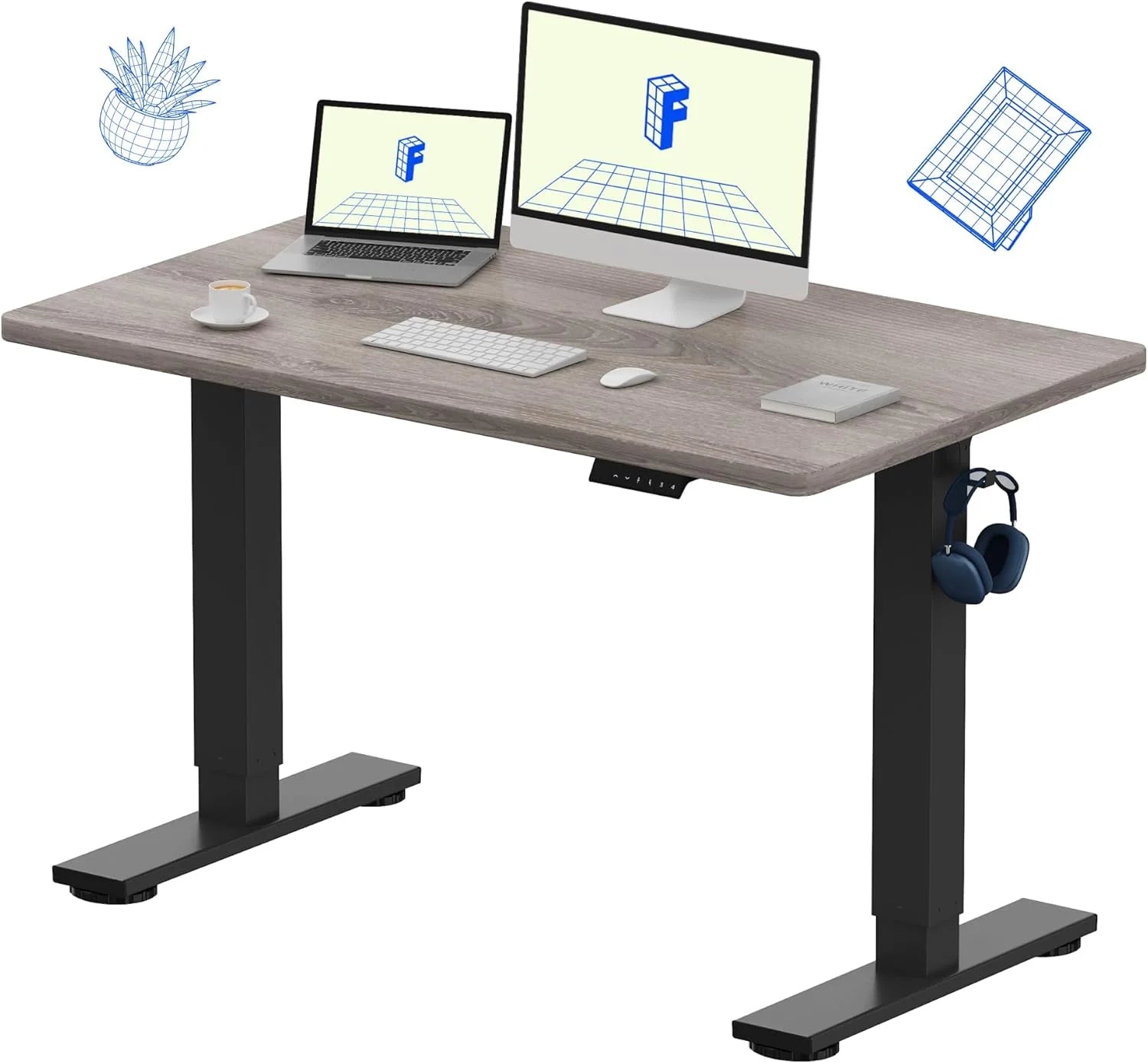 Lumi Discount FLEXISPOT EN1 One-Piece Standing Desk, Electric Adjustable with 4 Memory Presets, 176 LBS Capacity, 48x24 Black - Image 7