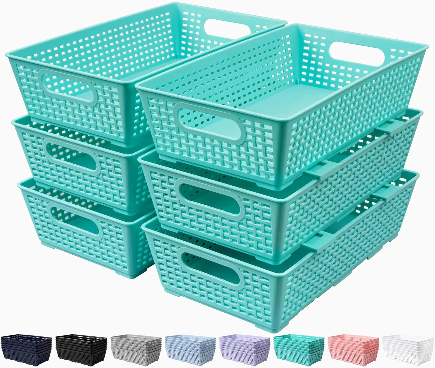 Discount Woven Plastic Basket, Storage Bins for Cabinet, Closet, Shelf - Image 2