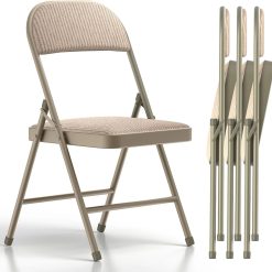 Alternative view of Discount 4 Pack Folding Chairs, Fabric Dining Chair Set with Padded Cushion and Back