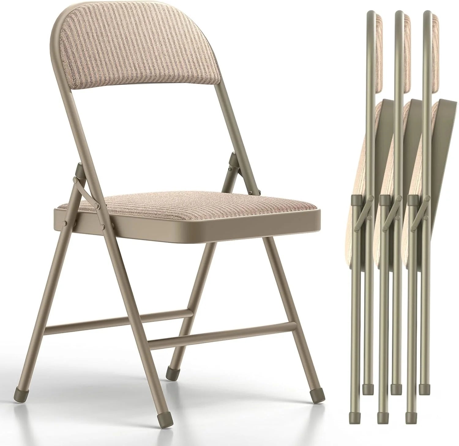 Discount 4 Pack Folding Chairs, Fabric Dining Chair Set with Padded Cushion and Back - Image 2