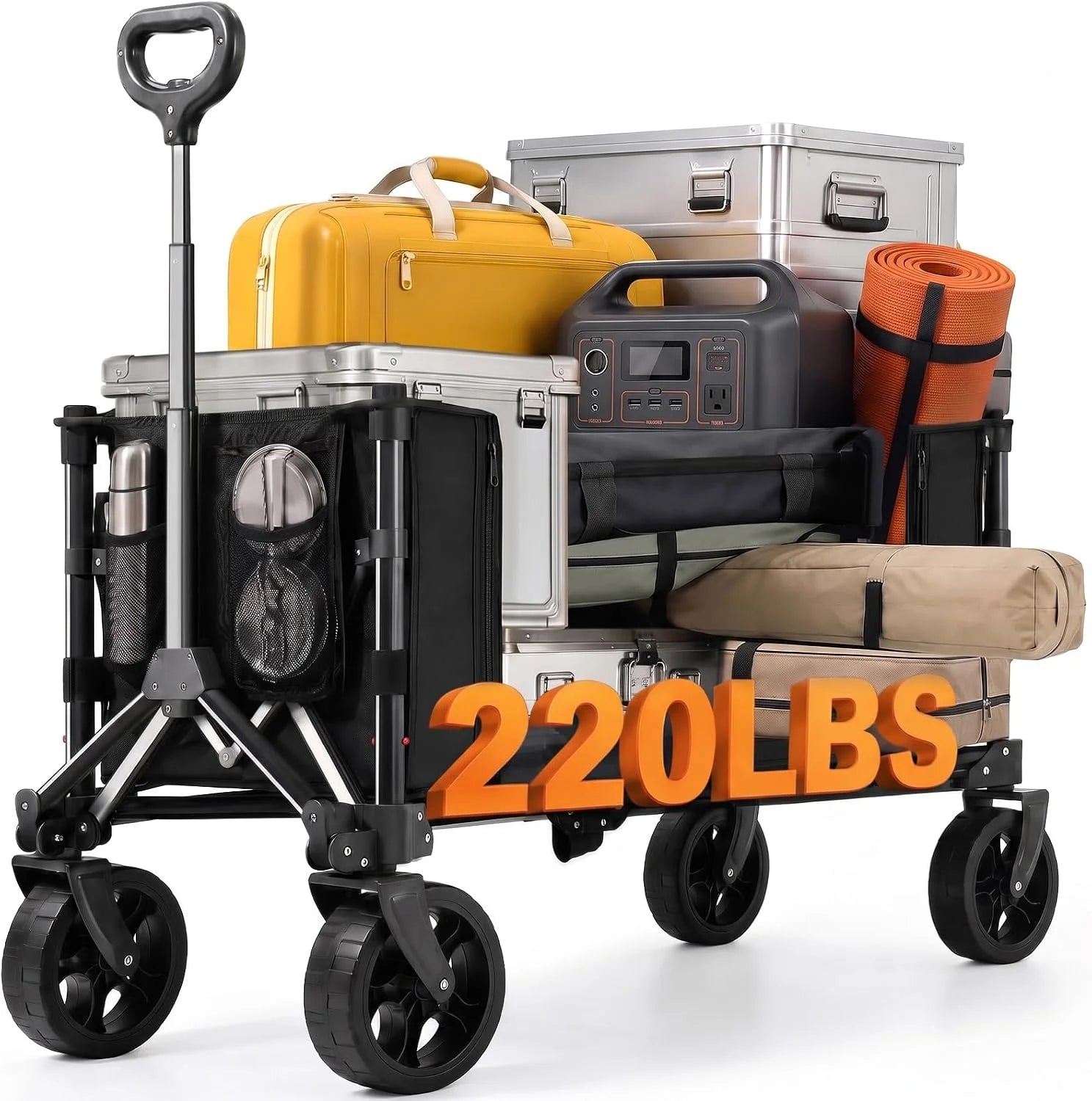 Discount Ultra Compact Collapsible Wagon Cart, Lightweight Foldable Wagon with All Terrain Wheels - Image 5