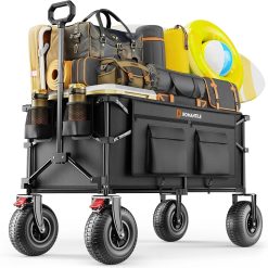 Lumi Discount Beach Wagon with 9×3.5IN Big Inflatable Rubber Wheels for Sand, 240L Collapsible Wagon Cart