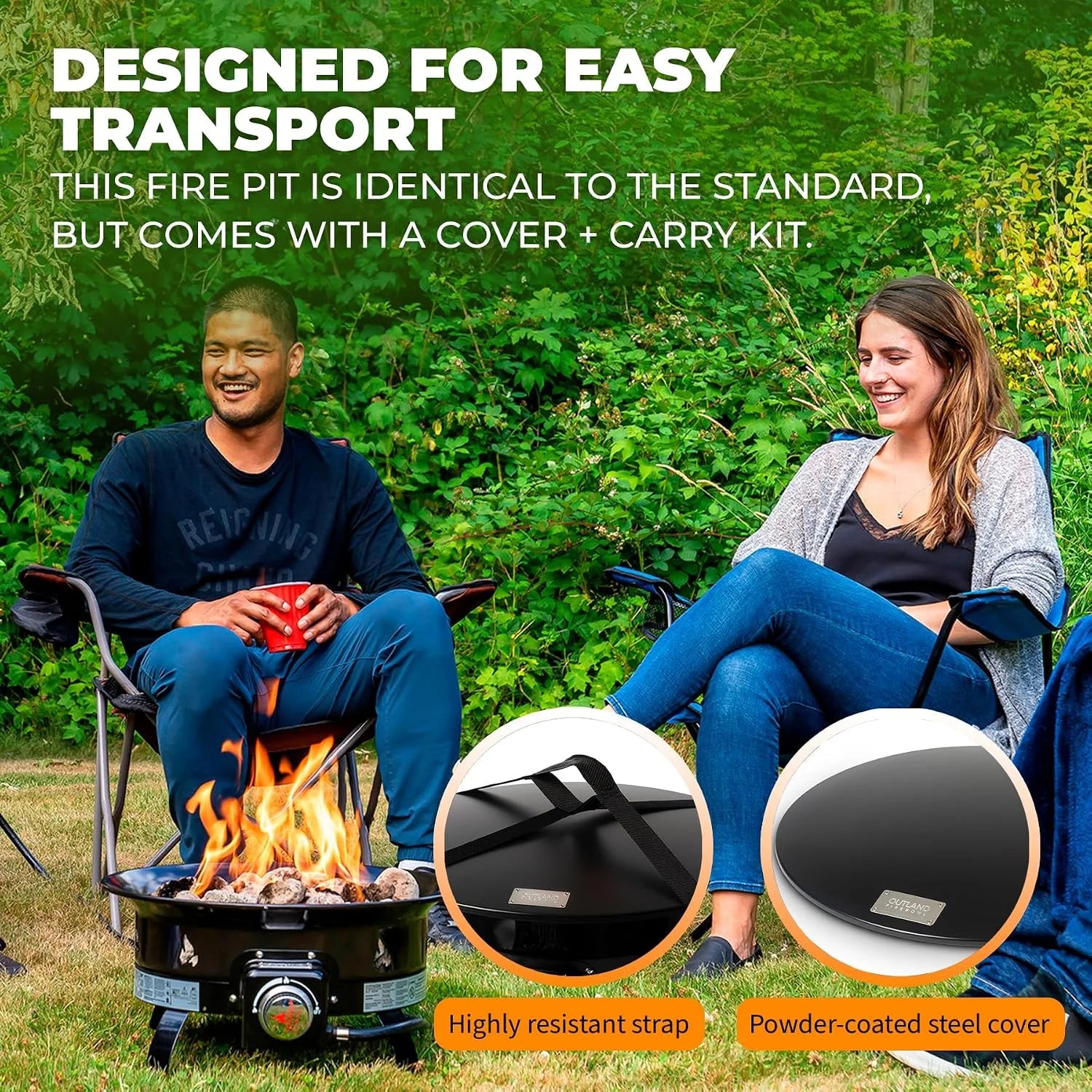 Discount Living Portable Propane Fire Pit, 19-inch, 58, 000 BTU with Fire Pit Cover & Carry Kit - Image 7