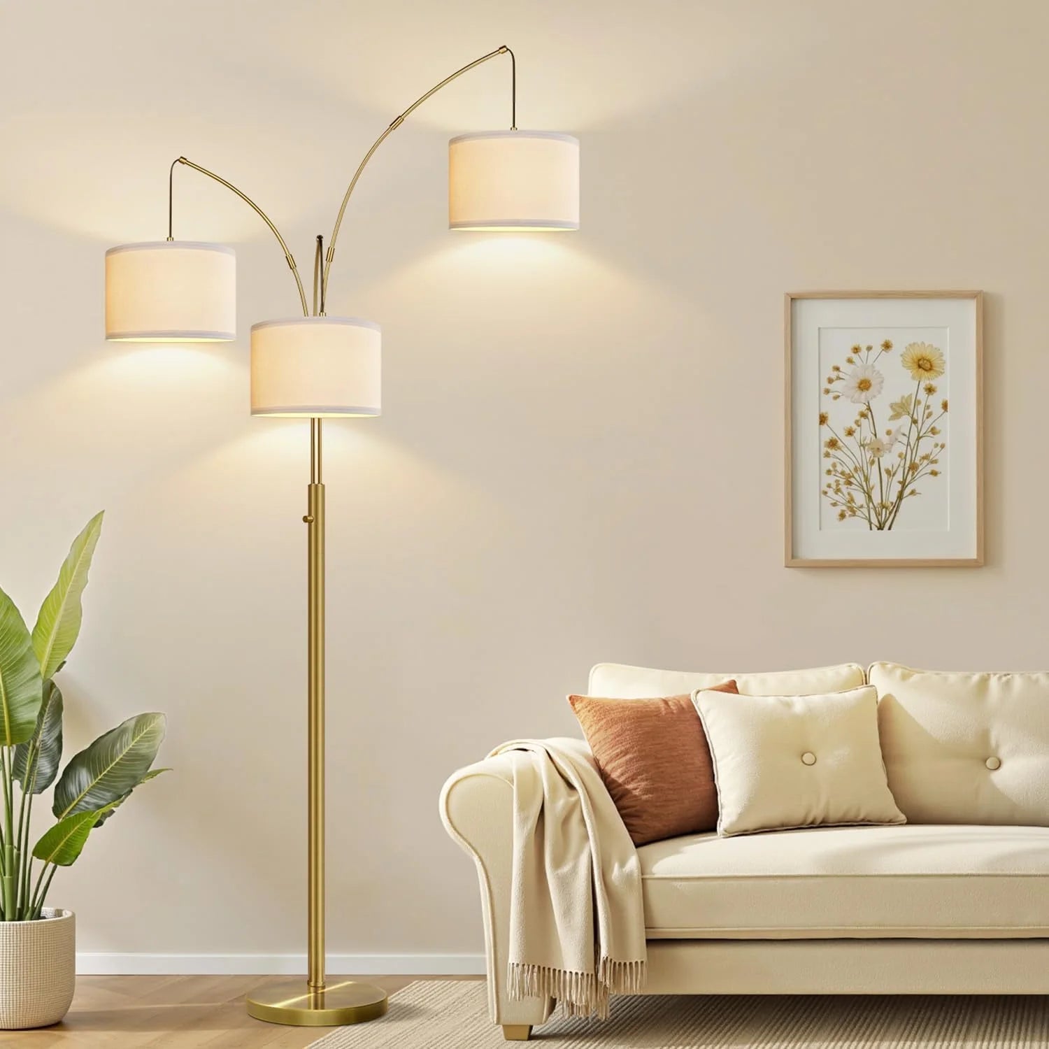 Discount Nintiue 80-in 3-Light Dimmable Arc Floor Lamp, 3000LM - Image 4