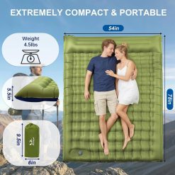 Alternative view of Lumi Discount Pretyw Double Sleeping Pad for Camping, 5.5 Ultra-Thick Camping Mattress with Pillow, Built-in Foot Pump