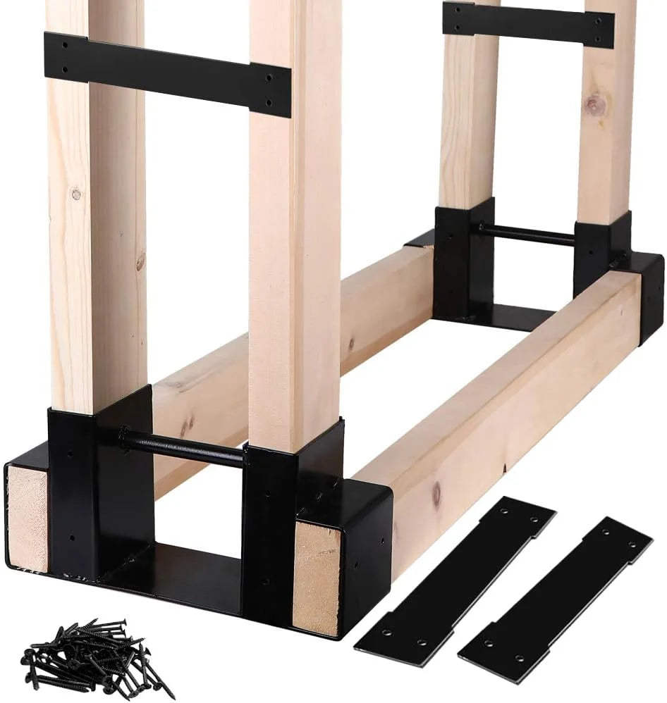 Lumi Discount Outdoor Firewood Log Storage Rack Bracket Kit, Fireplace Wood Storage Holder-Adjustable to Any Length - Image 3