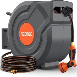 Discount 5/8 in 100ft Retractable Garden Hose Reel with Any-Length Lock Slow Auto Rewind Heavy Duty Water Hose Reel
