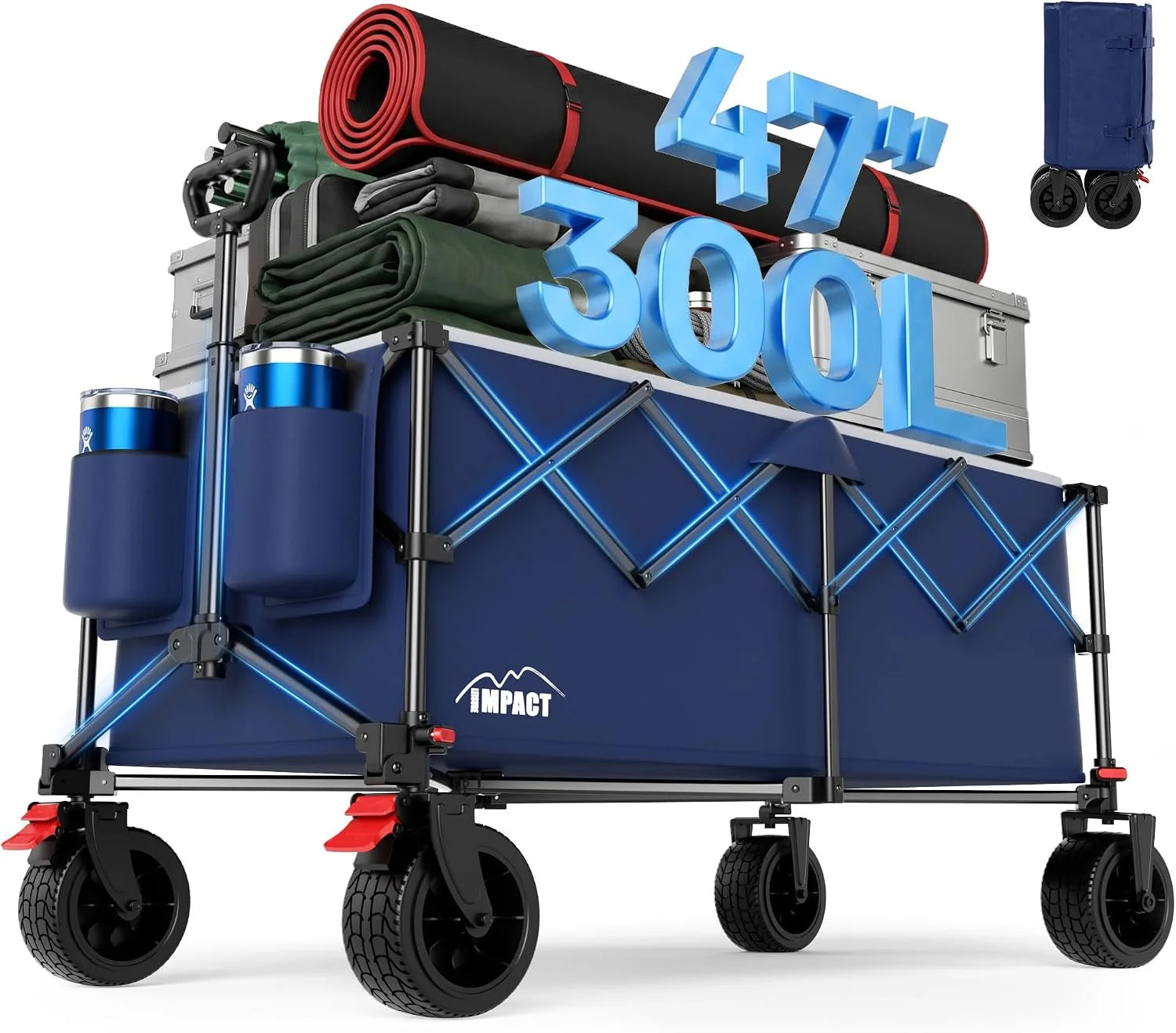 Discount 47 Collapsible Wagon Cart Foldable 300L Capacity Compact Folded Size