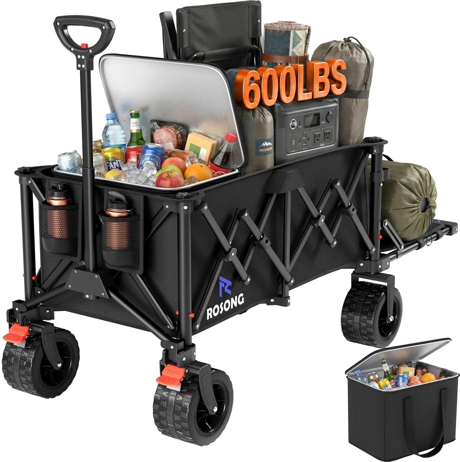 Lumi Discount Collapsible Wagon Cart with Wheels Foldable – Folding Utility Heavy Duty Wagons Carts for Grocery Sports Garden Shopping Camping - Image 5