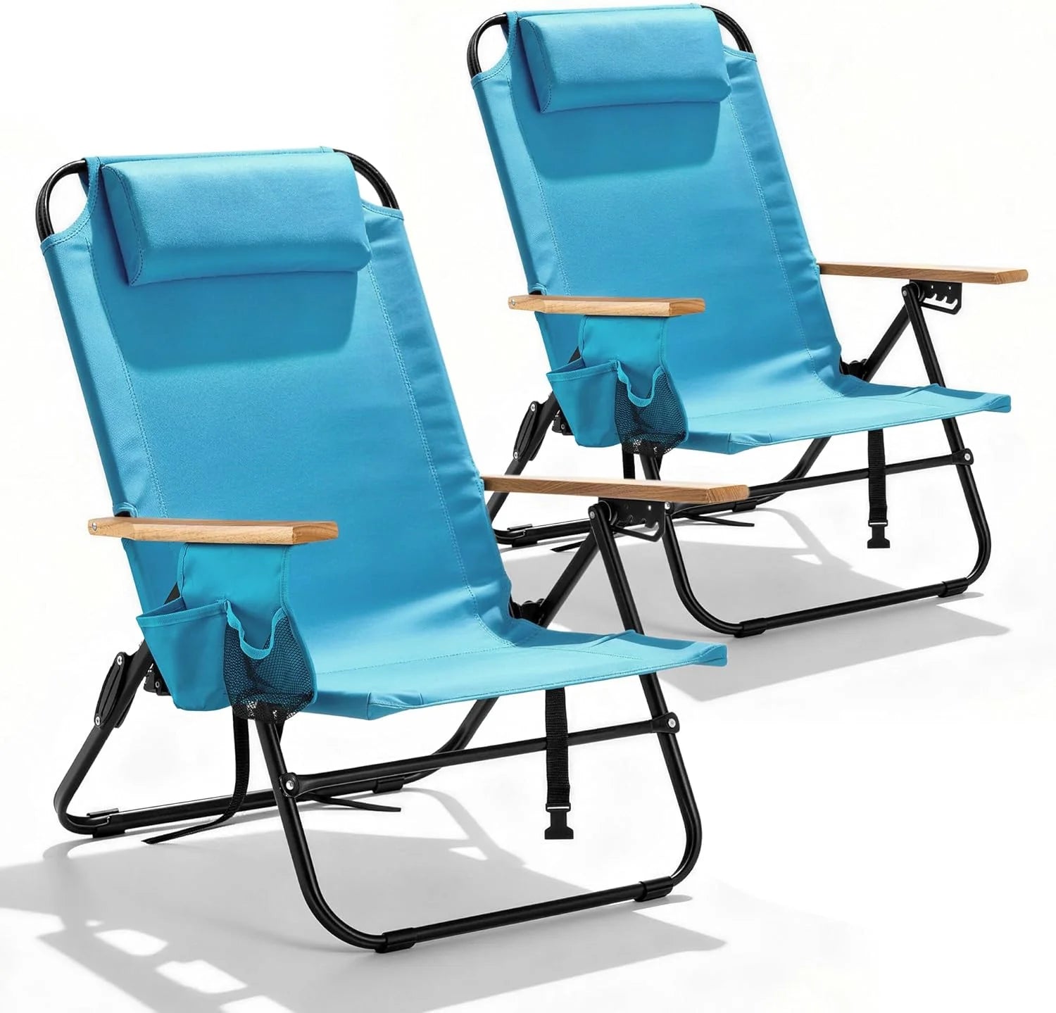 Lumi Discount Canpsky 2 Pack Premium 5-Position Reclining Camping Chair, Portable Folding Lightweight Outdoor Chair with Wooden - Image 5