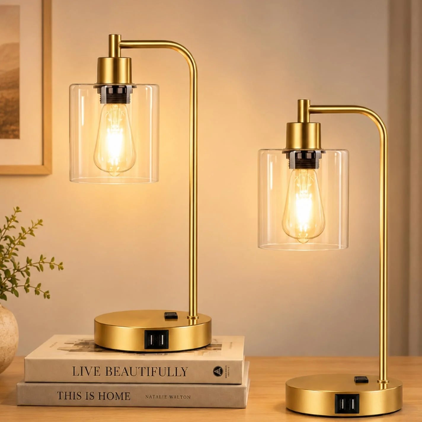 Discount Set of 2 Industrial Touch Control Table Lamps with USB C+A Ports and AC Outlet, Dimmable, Bulb Included - Image 7