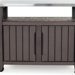 Alternative view of Lumi Discount Keter Unity XL Outdoor Entertainment Cart with Wood鈥慙ook Finish, 78鈥慓allon Patio Storage Cabinet, Food Prep Station