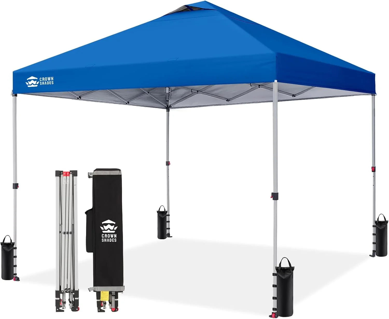 Discount CROWN SHADES 10×10 Pop Up Canopy, Patented CenterLok One Push Tent Canopy, 8 Stakes, 4 Ropes (10×10 - Image 2