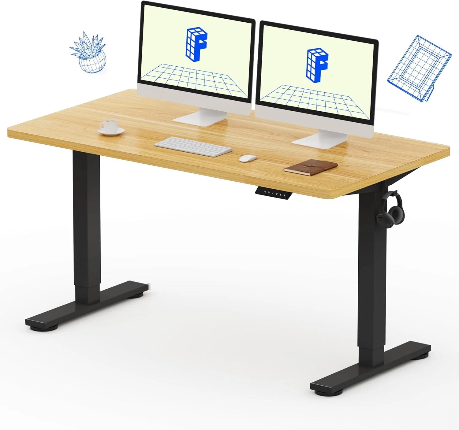 Lumi Discount FLEXISPOT EN1 One-Piece Standing Desk, Electric Adjustable with 4 Memory Presets, 176 LBS Capacity, 48x24 Black - Image 3