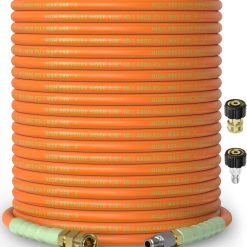 Discount 3/8 ID Pressure Washer Hose 50 ft, 4800 PSI Steel-Braided & Durable, Power Washer Hose with Swivel Quick