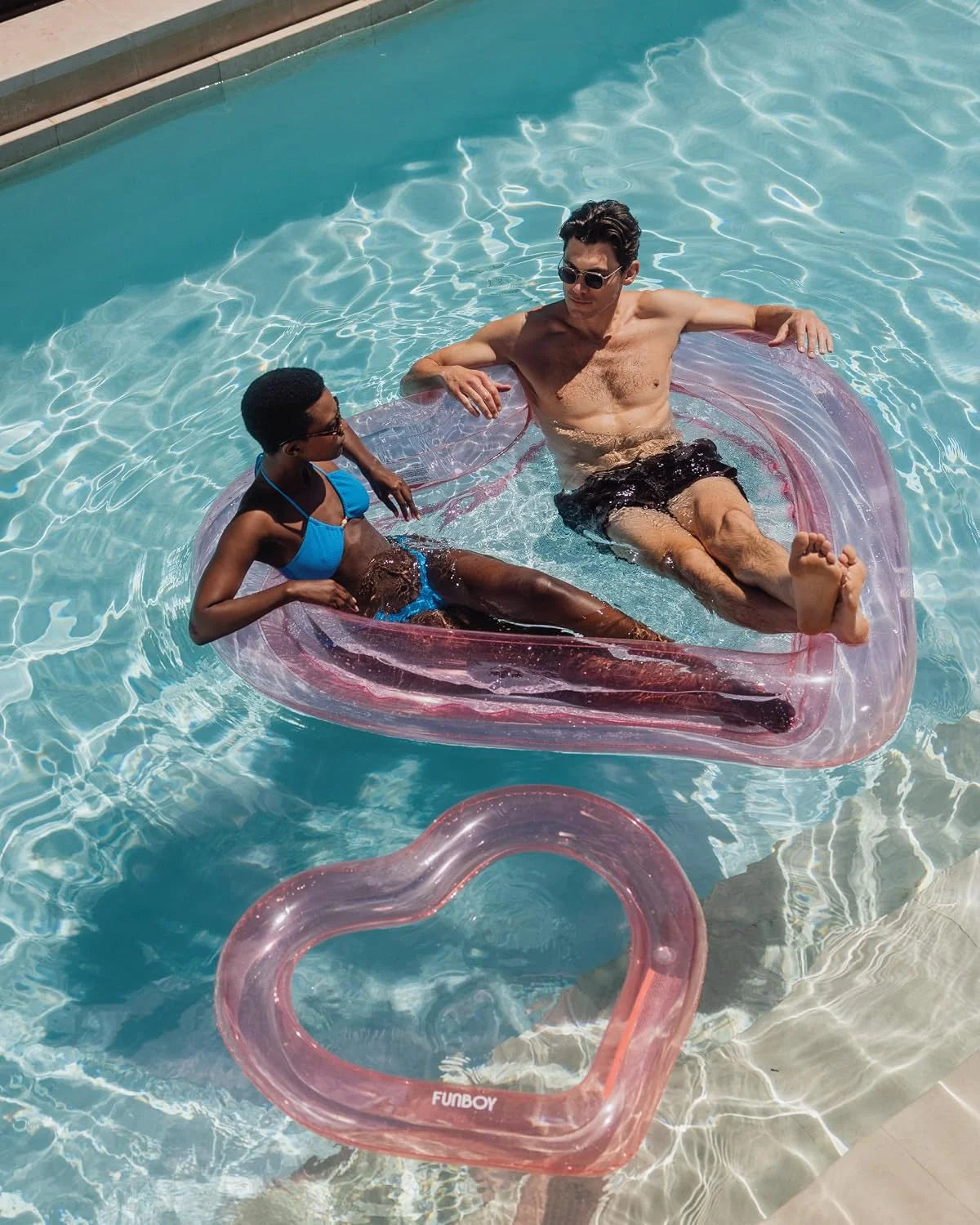 Lumi Discount Original Clear Heart Water Hammock with Mesh Pool Float for Summer Pool Parties - Image 6