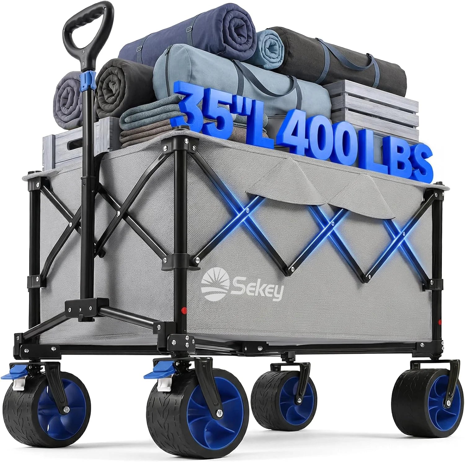 Lumi Discount 250L Wagons Carts Foldable with Big All-Terrian Beach Wheels, Collapsible Heavy Duty Wagon, Extra Large Folding Wagon - Image 5