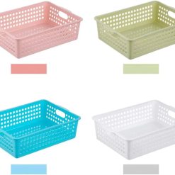 Alternative view of Discount Plastic Storage Baskets, Colorful Paper Organizer Baskets Plastic Shelf Bins with Handles, Classroom Office