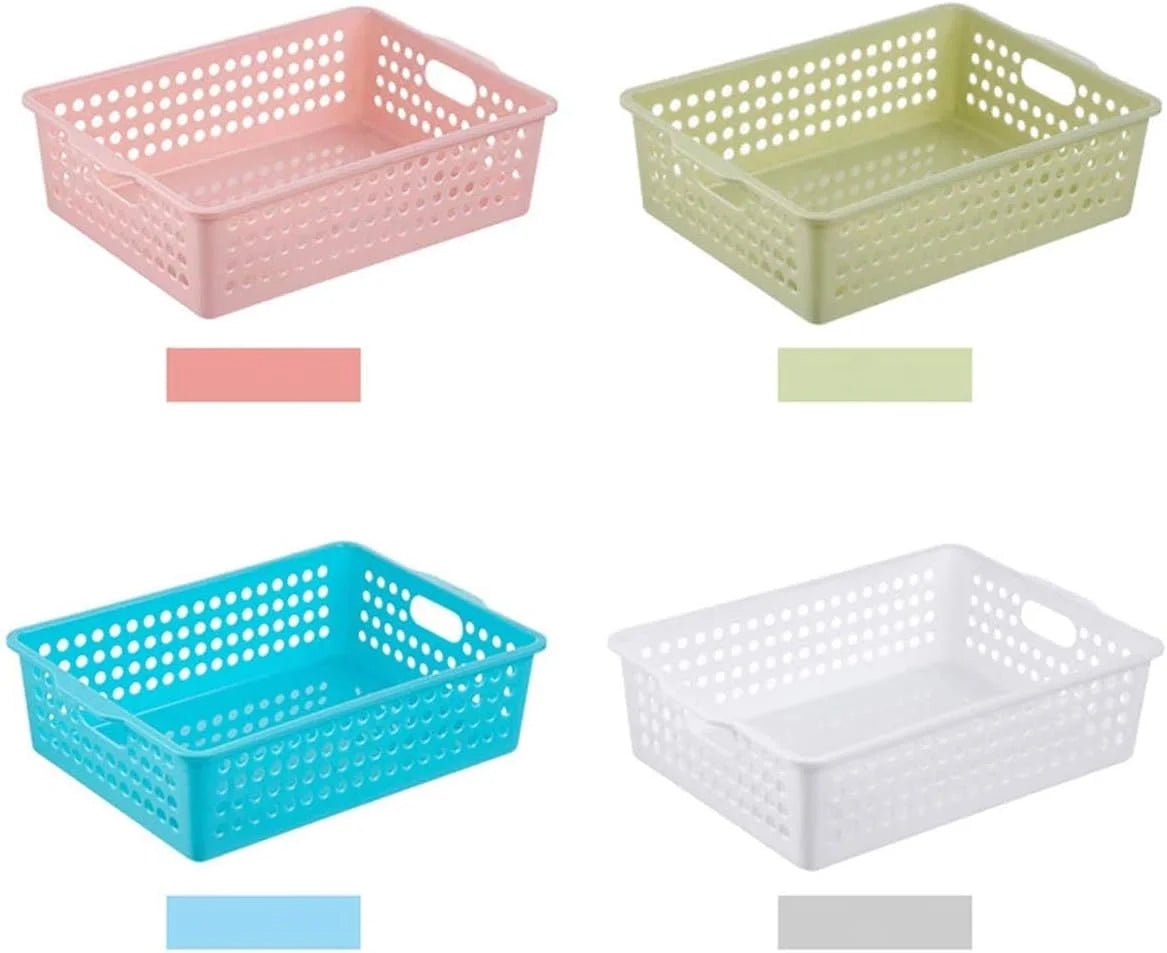 Lumi Discount Plastic Storage Baskets, Colorful Paper Organizer Baskets Plastic Shelf Bins with Handles, Classroom Office - Image 2