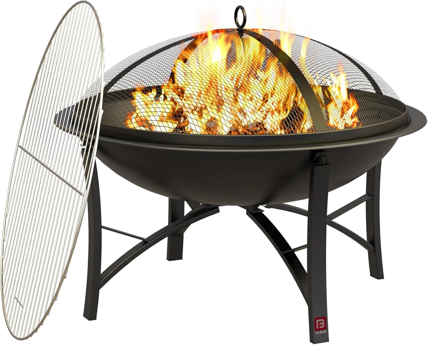 Lumi Discount Fire Beauty Wood Burning Fire Pit, 2-in-1 BBQ Grill for Backyard Camping